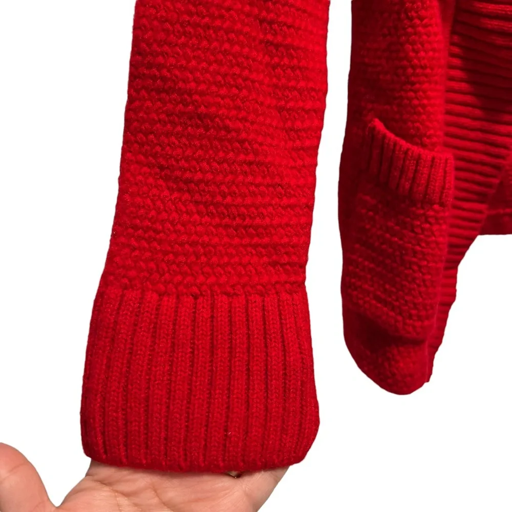 ST. John Red Open Front Knit Cardigan Size Small - Picture 4 of 14